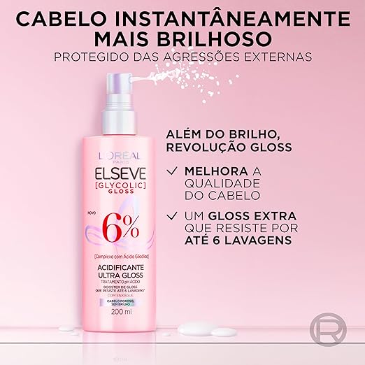 Kit Glycolic Gloss Shampoo + Condicionador + Acidificante + Creme de Tratamento + Sérum