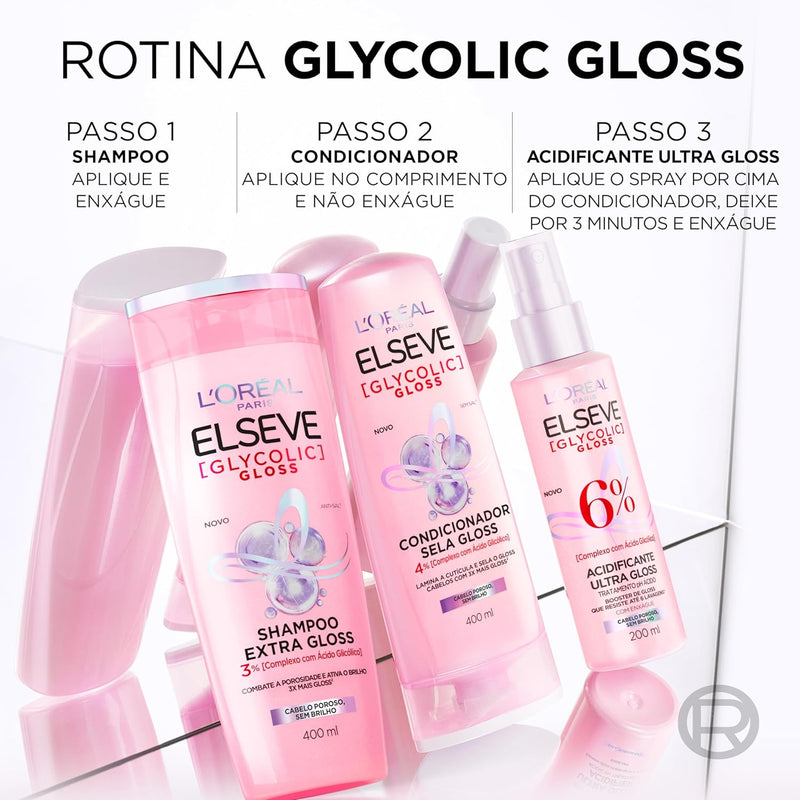 Kit Glycolic Gloss Shampoo + Condicionador + Acidificante + Creme de Tratamento + Sérum