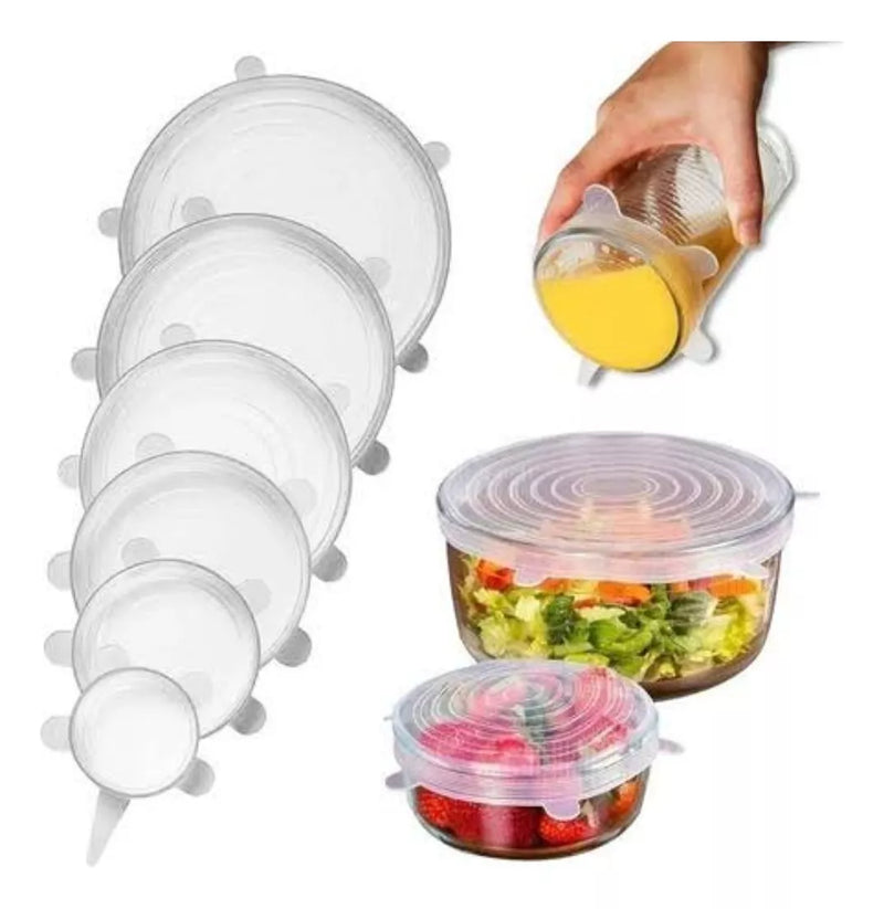 Compre 6 Leve 12 - Kit 12 Tampas de Silicone Reutilizável (UNIVERSAL) - Super Elástico - OFERTA ESPECIAL